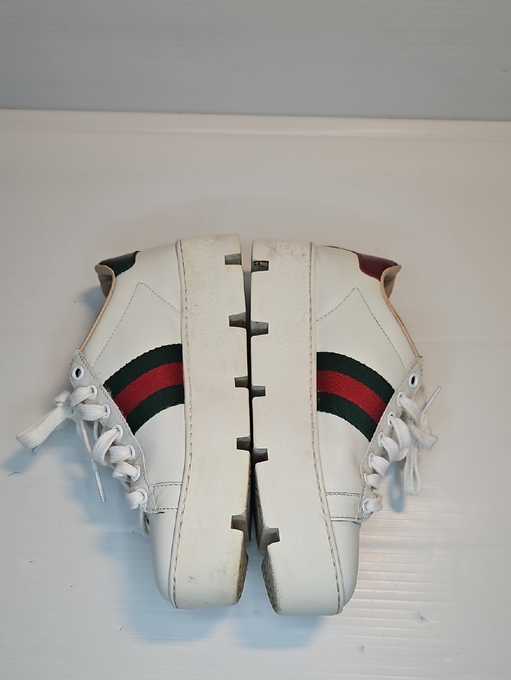 Authentic Gucci Ace Bee Platform Chunky Sneakers White Leather – Size 36 / US 6 - Picture 7 of 12